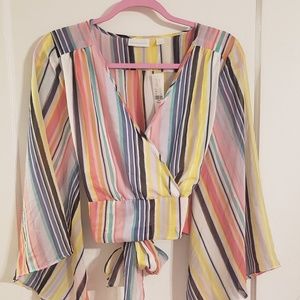 Striped, wrapped top,